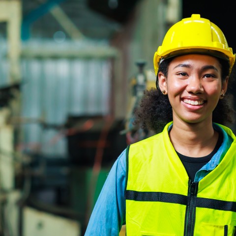 Woman wearing construction protective attire